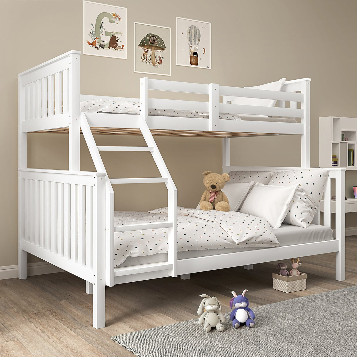Triple Bunk Bed For Kids - Double and Single Detachable Bed Frame